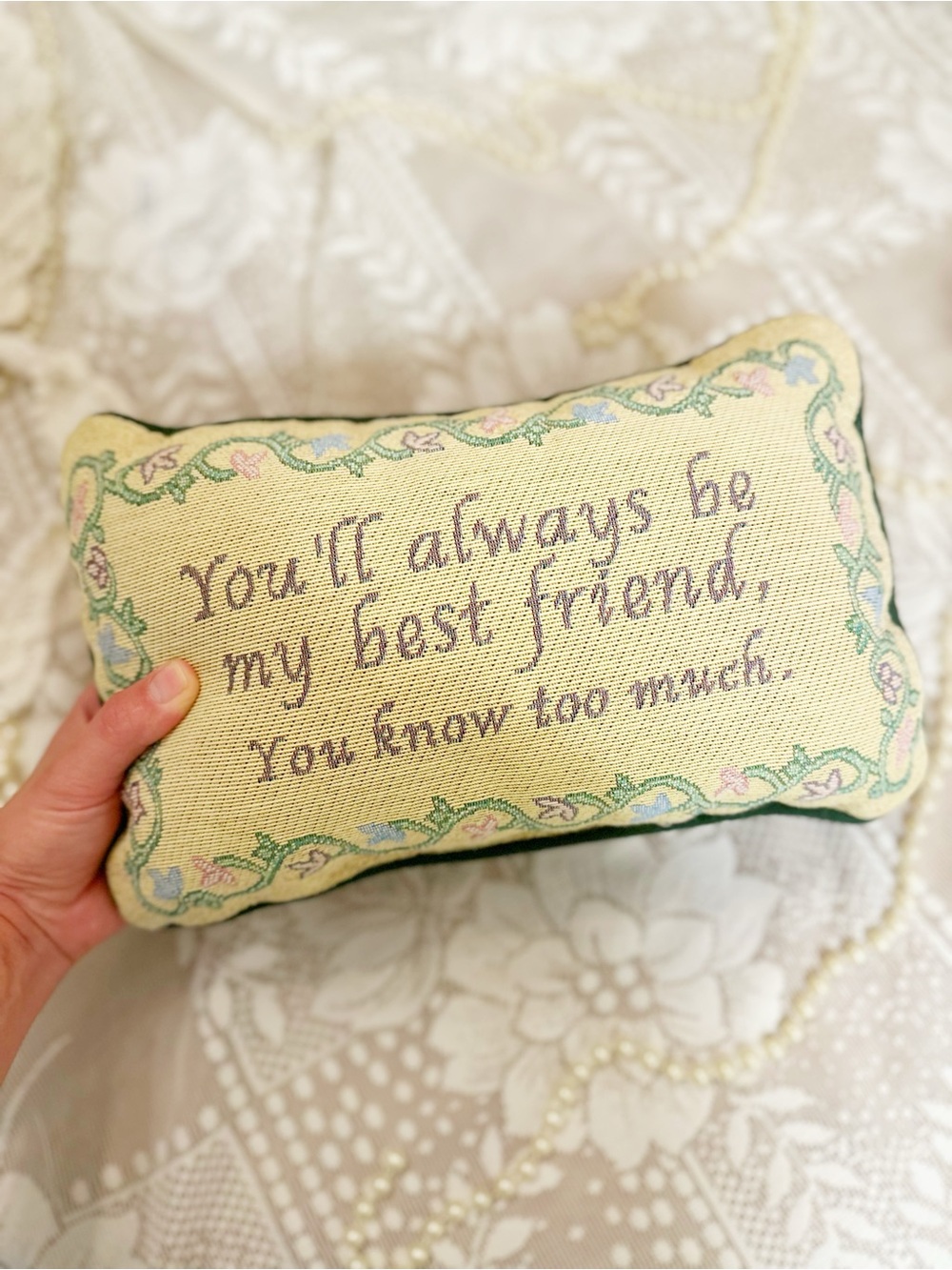 Vintage Embroidered Throw Pillow